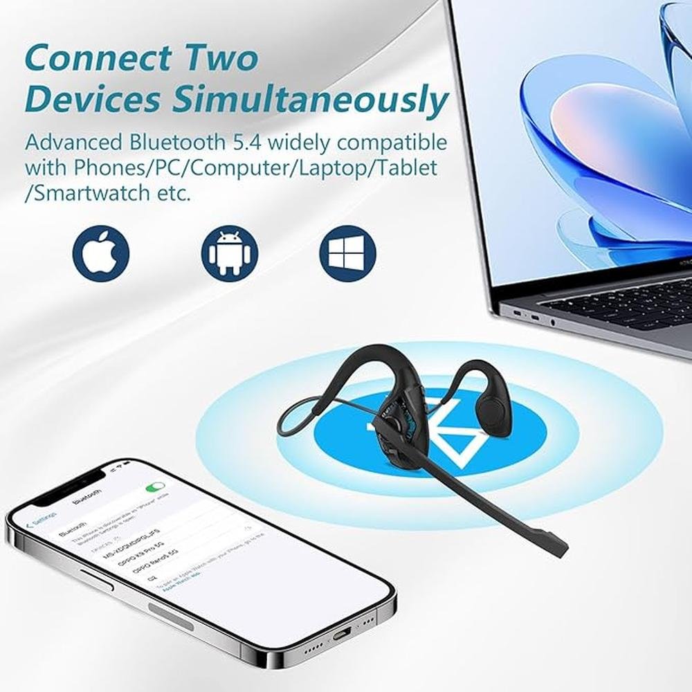 BANIGIPA Bluetooth Headset with Boom Microphone – Side View