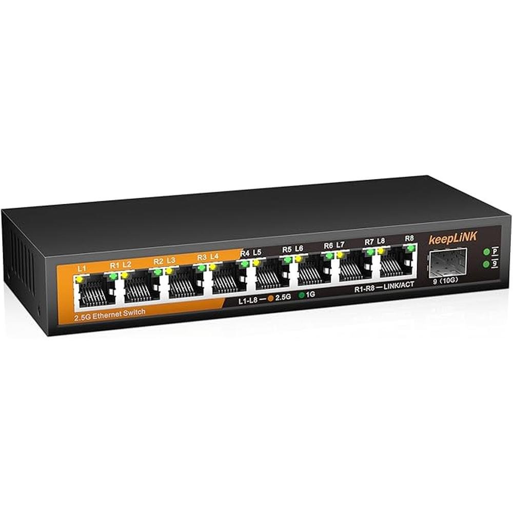 8 Port 2.5G Switch Unmanaged: Ethernet Switch with 8 x 2.5G – Front View