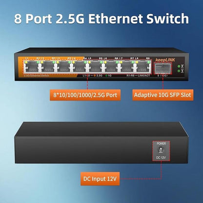 8 Port 2.5G Switch Unmanaged: Ethernet Switch with 8 x 2.5G – Close-up Detail