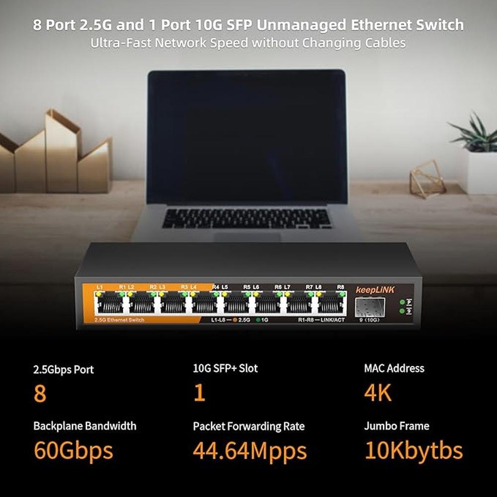 8 Port 2.5G Switch Unmanaged: Ethernet Switch with 8 x 2.5G – In Use