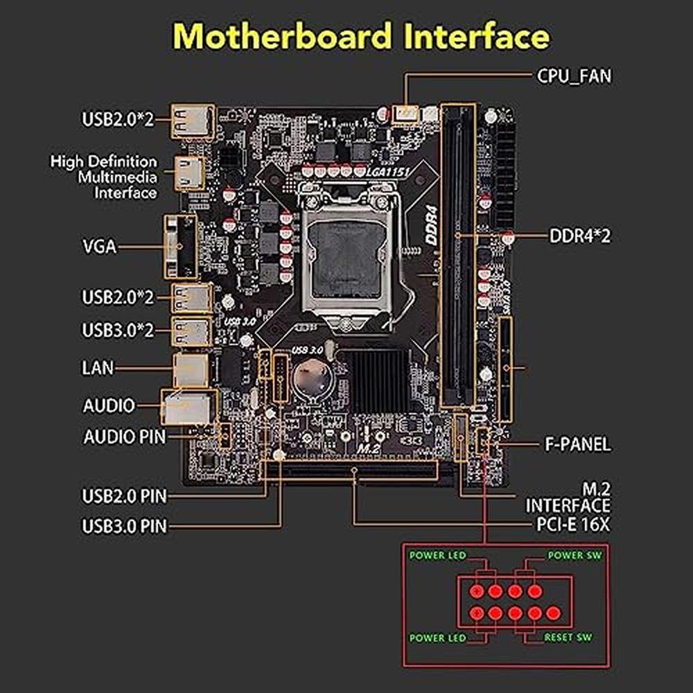 Motherboard Pin: H110B4 H110 Computer Motherboard LGA1151 – Close-up Detail
