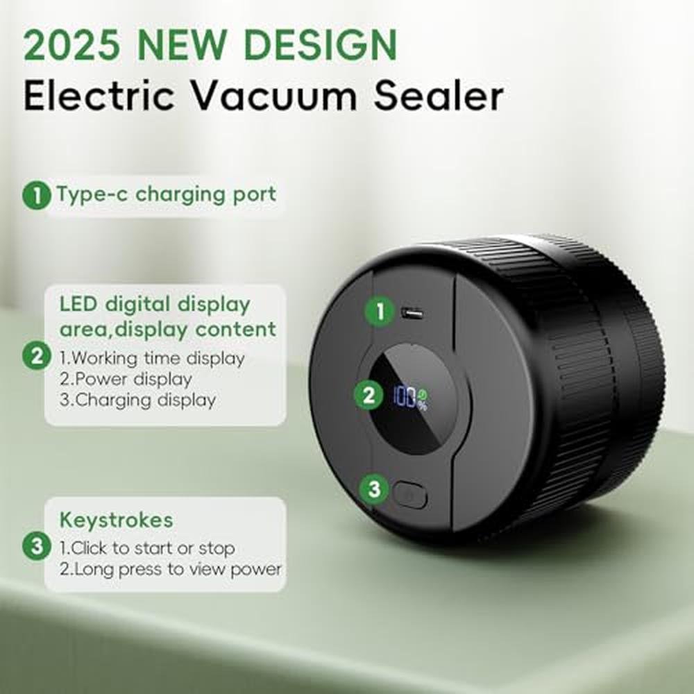 Mason Jar Vacuum Sealer Kit: Wothfav Electric Sealer for – Side View