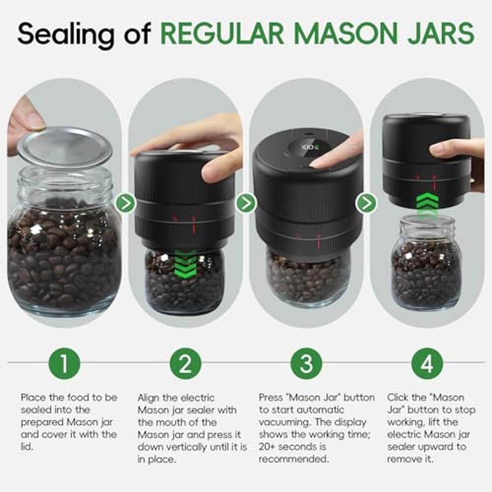 Mason Jar Vacuum Sealer Kit: Wothfav Electric Sealer for – In Use