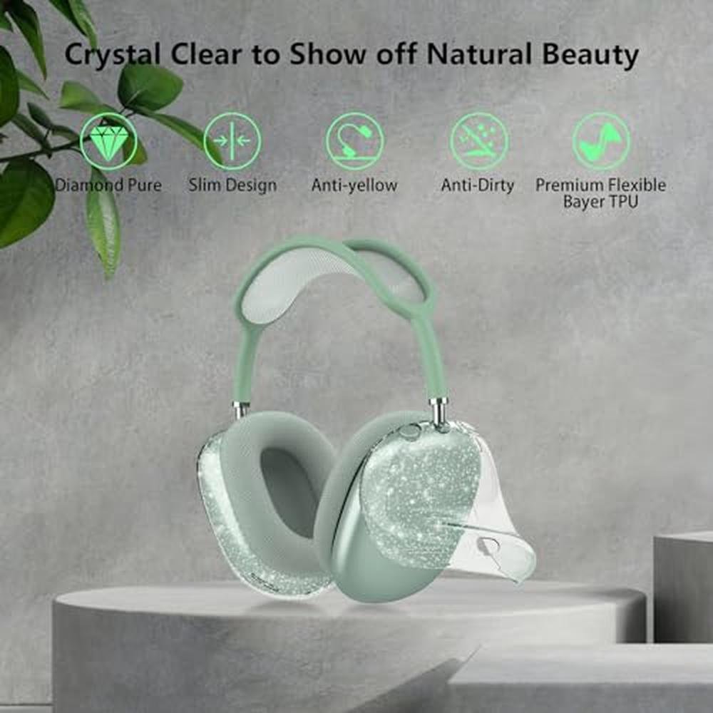 Case AirPods Max: Aircawin Clear Pink Glitter Case – Side View