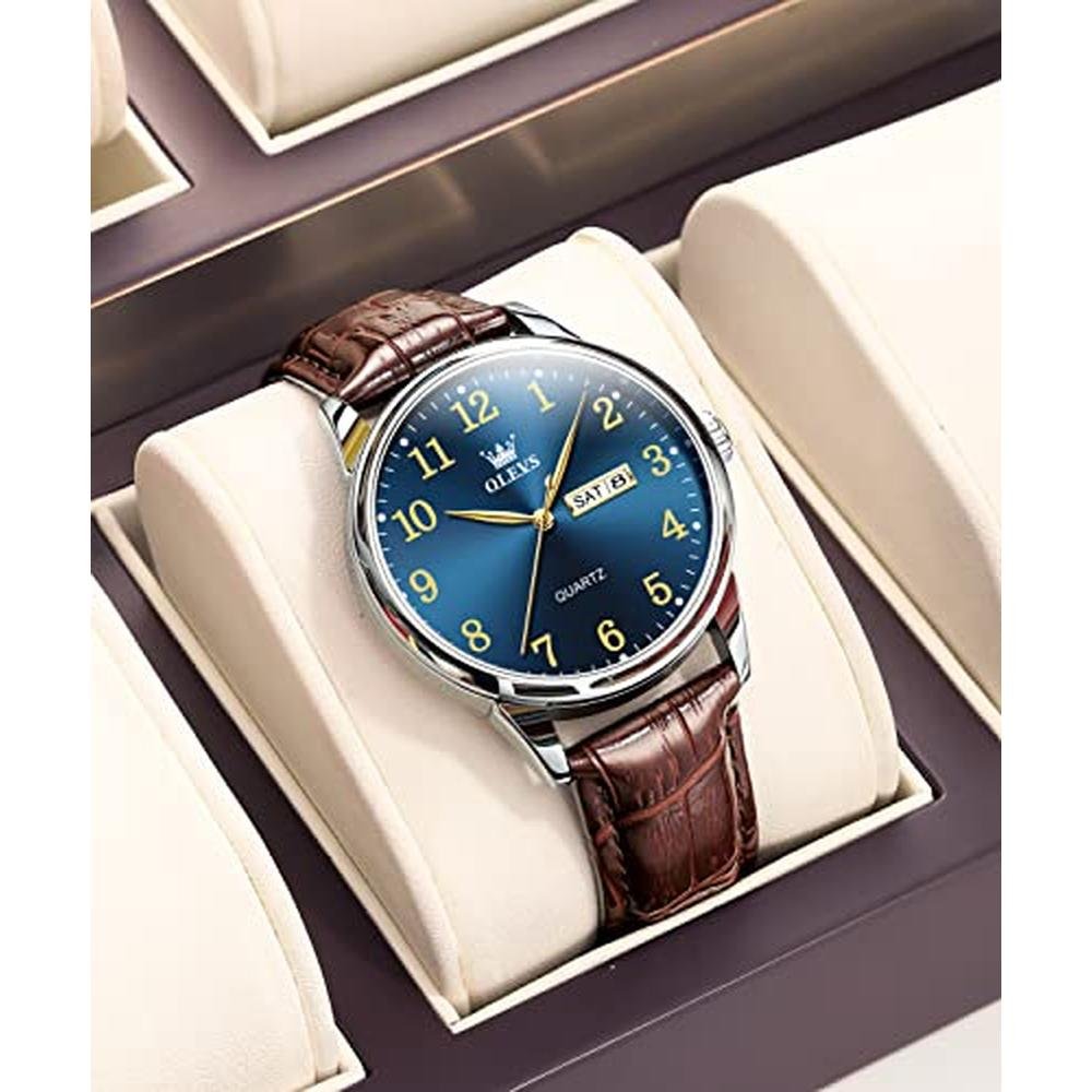 Watch Men: OLEVS Blue Face Mens Watches – In Use
