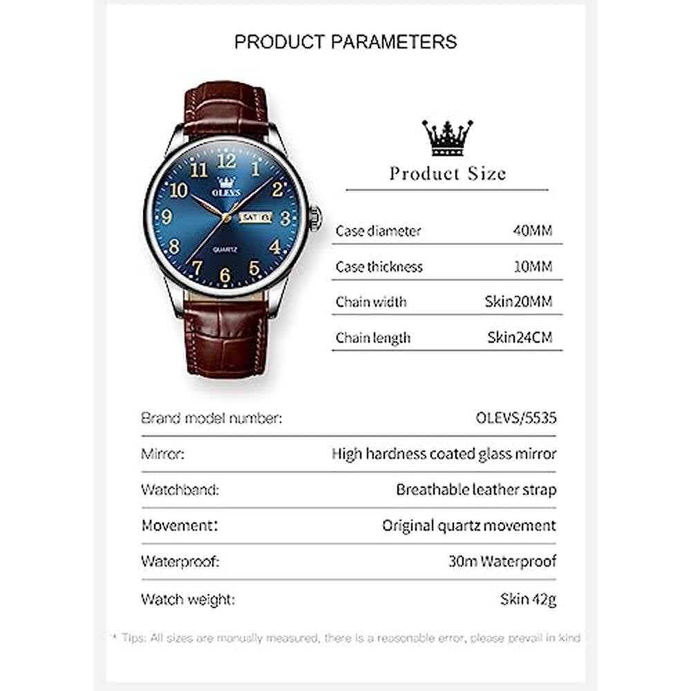 Watch Men: OLEVS Blue Face Mens Watches – Packaging