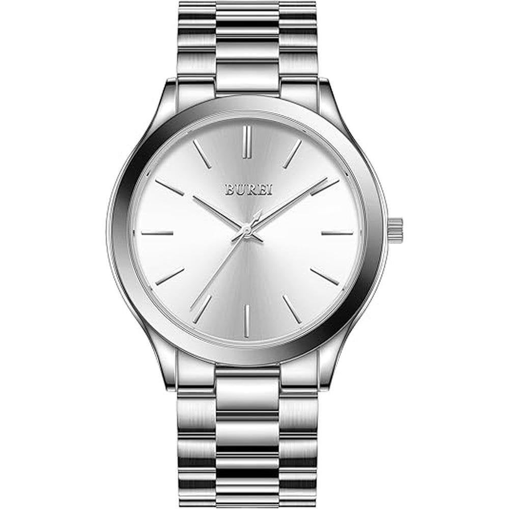 Men Watches: BUREI Fashion Business Analog Stainless Steel – Front View