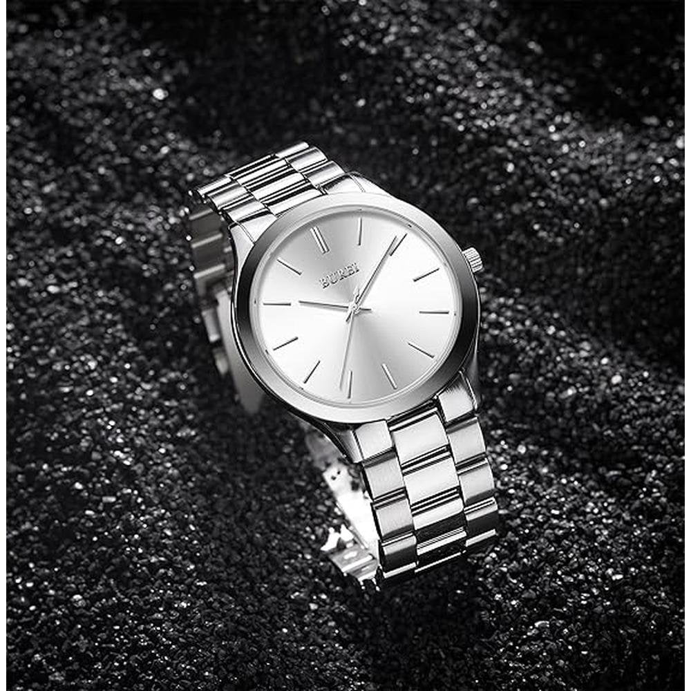 Men Watches: BUREI Fashion Business Analog Stainless Steel – Side View