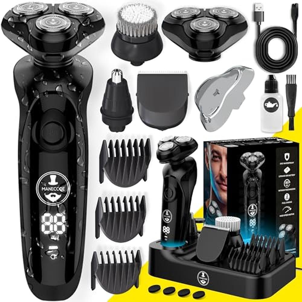 Electric Razor: Manecode Men's 7-in-1 Shaver with Floating – Front View