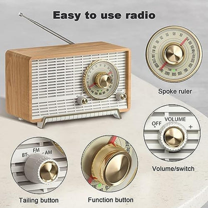 Radio YOWGUIF: YOWGUIF AM FM Radio Classic Retro Wood Table – In Use