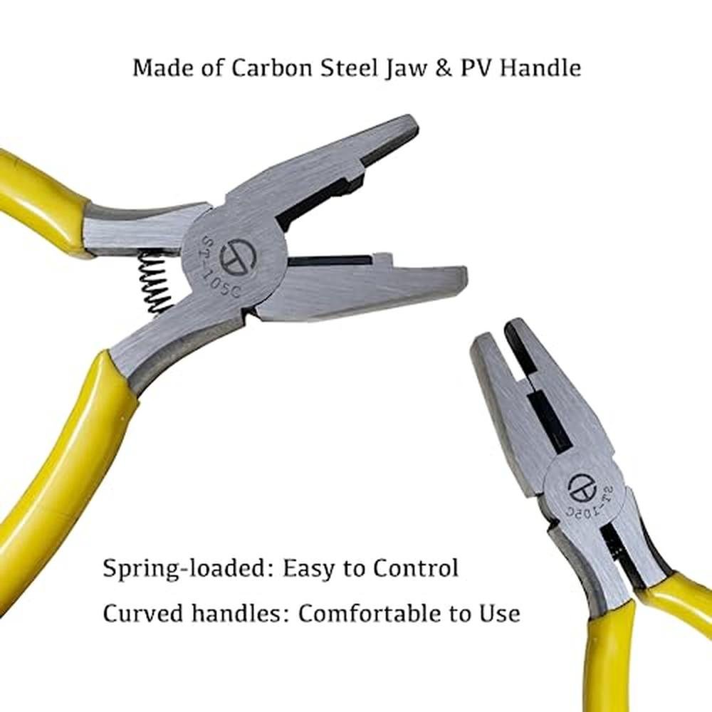 Connector Crimping Pliers: 6-Inch Pressing Plier with Wire – Side View