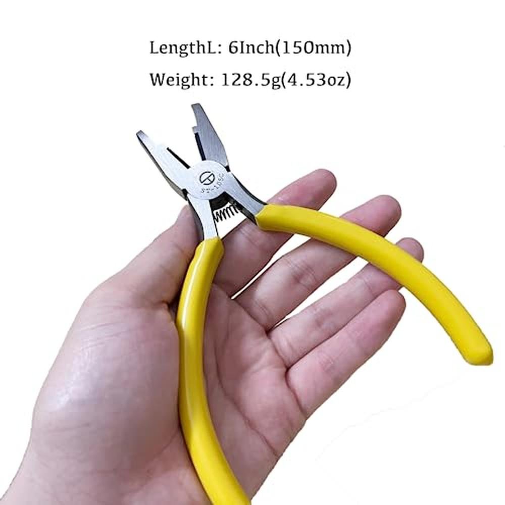 Connector Crimping Pliers: 6-Inch Pressing Plier with Wire – Close-up Detail