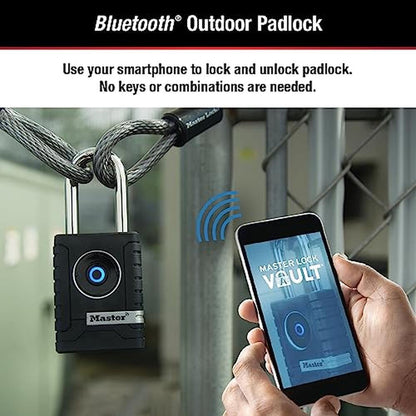 Master Lock: 4401LHEC Black Outdoor Bluetooth Smart Padlock – Close-up Detail