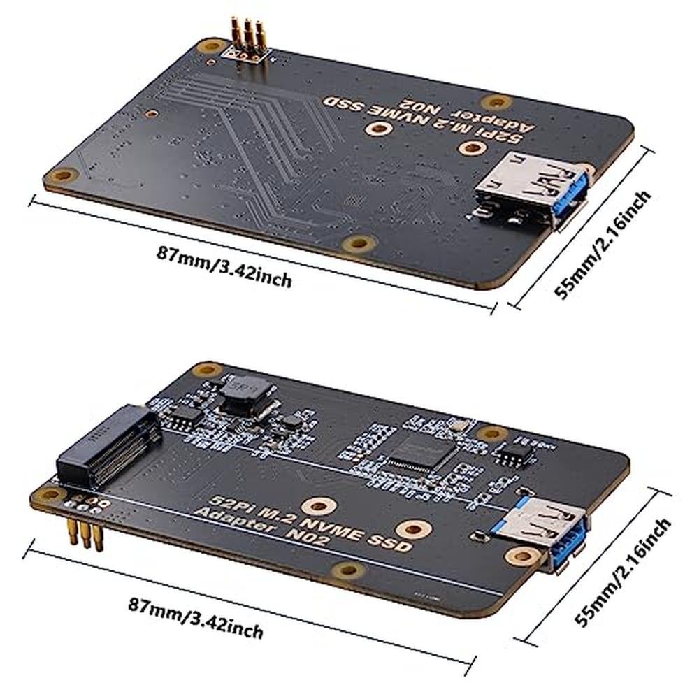 NVME Board: GeeekPi M.2 NVME SSD Storage Expansion Board – Side View