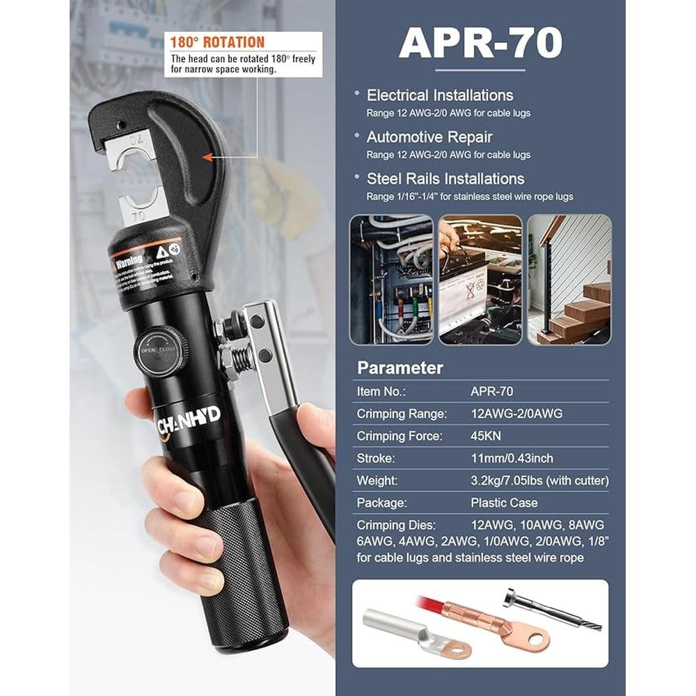 Hydraulic Crimping Tool: CHANHYD 8 US TON Capacity – In Use