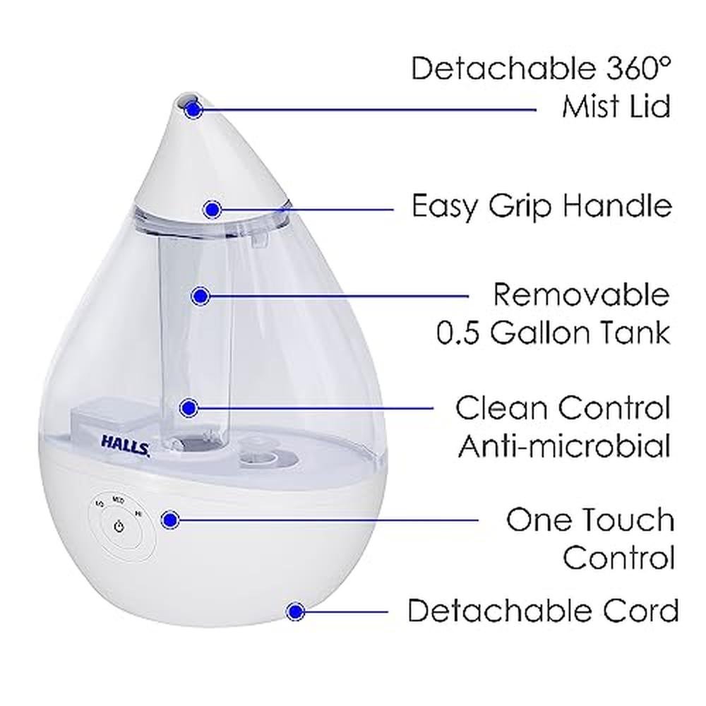 Humidifier Crane: Crane x HALLS Droplet Ultrasonic Small – Side View
