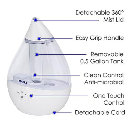 Humidifier Crane: Crane x HALLS Droplet Ultrasonic Small – Side View