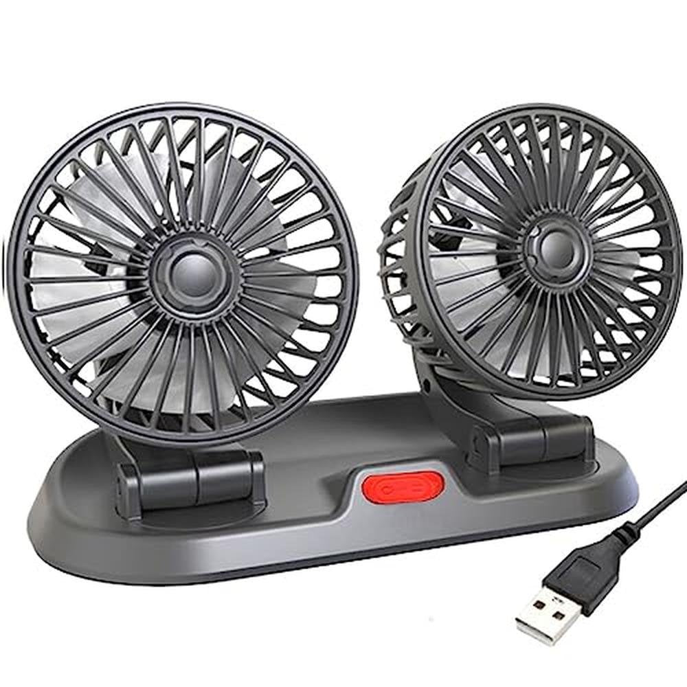 Car Fan: ZHTMFYZ Dual Head Fans Portable Vehicle Cooling – Front View