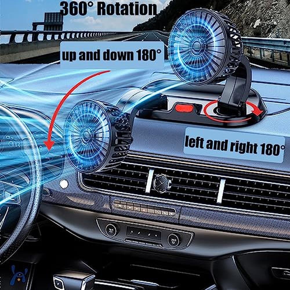 Car Fan: ZHTMFYZ Dual Head Fans Portable Vehicle Cooling – Side View