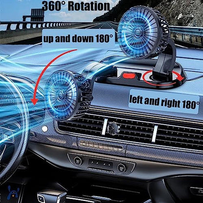 Car Fan: ZHTMFYZ Dual Head Fans Portable Vehicle Cooling – Side View