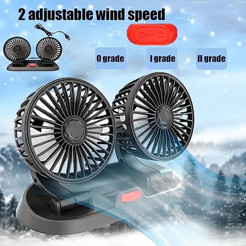 Car Fan: ZHTMFYZ Dual Head Fans Portable Vehicle Cooling – Close-up Detail