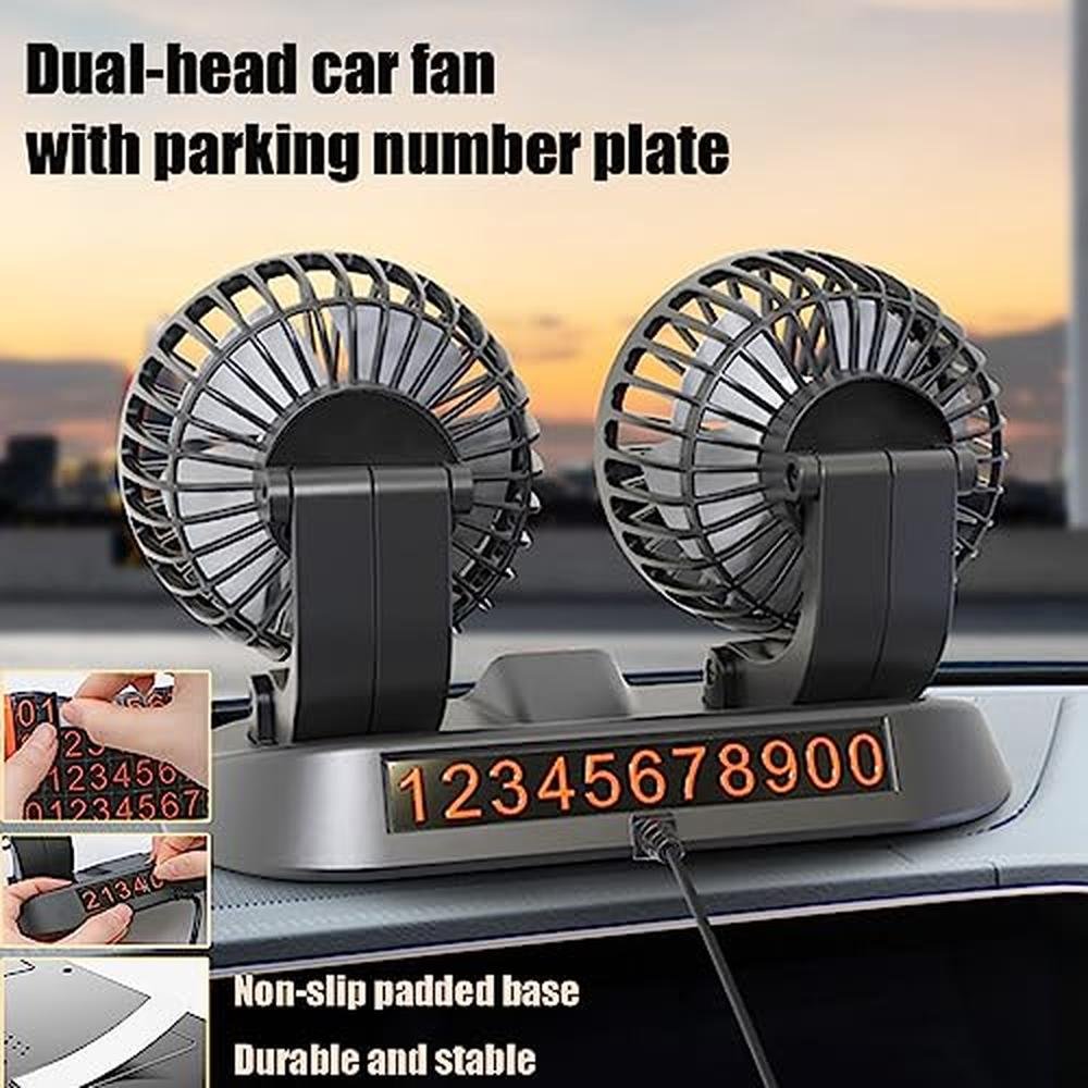 Car Fan: ZHTMFYZ Dual Head Fans Portable Vehicle Cooling – In Use