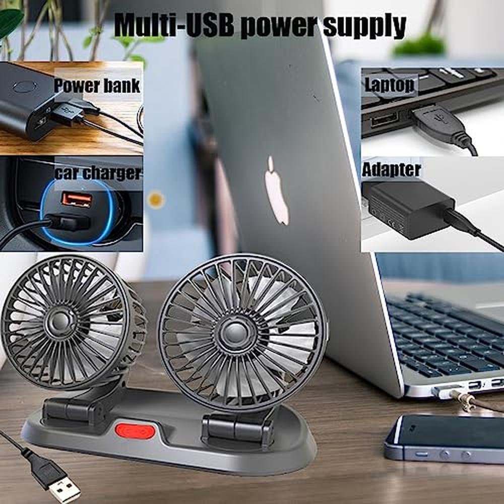 Car Fan: ZHTMFYZ Dual Head Fans Portable Vehicle Cooling – Packaging