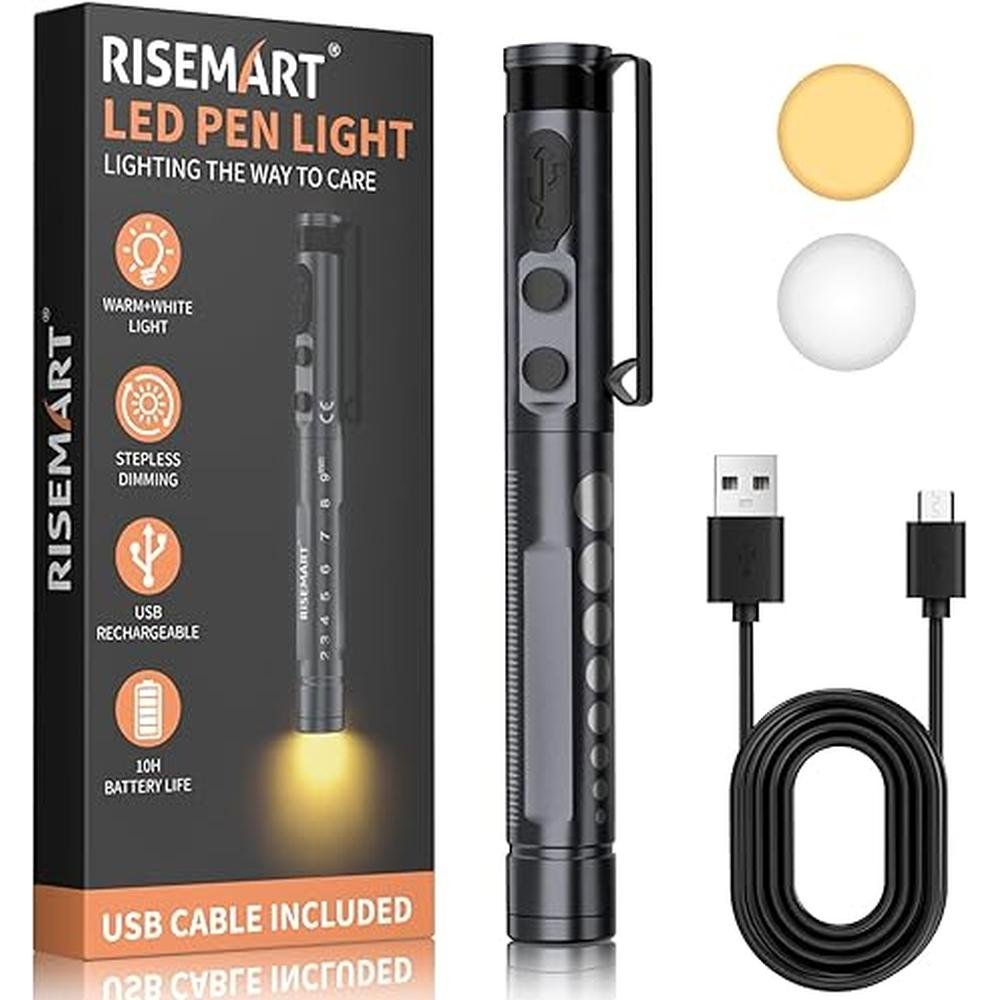 Nurse Medical Pen Light: RISEMART Rechargeable LED Penlight – Front View