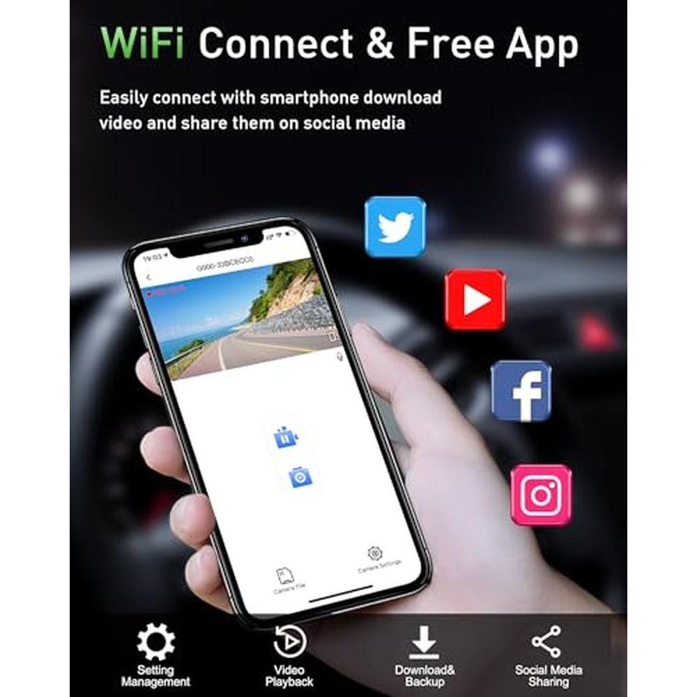 Dash Camera: 4K+1080P WiFi Dual Dash Camera for Car Front – Close-up Detail