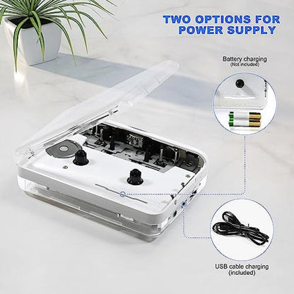 Cassette Tape Player: Auto Reverse Clear Stereo Cassette – Close-up Detail
