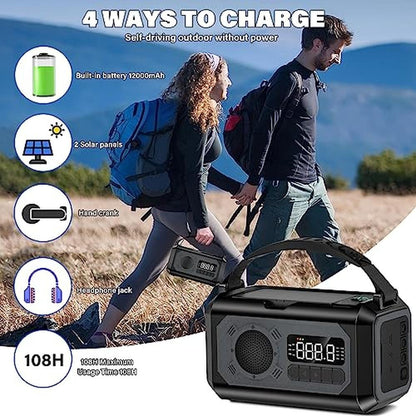 Solar Radio: 12000mAh Emergency Weather Radio Hand Crank – Packaging
