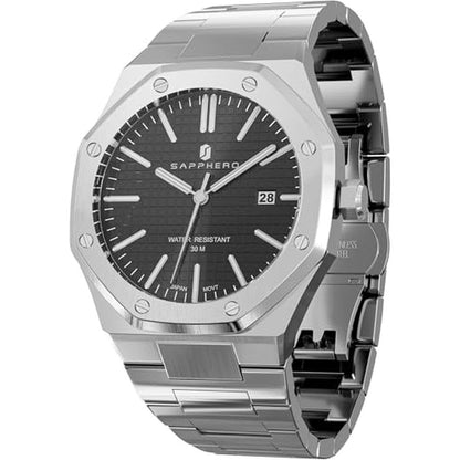 Watches Sapphero: Sapphero Mens Octagonal Stainless Steel – Front View