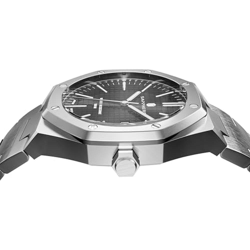Watches Sapphero: Sapphero Mens Octagonal Stainless Steel – Close-up Detail