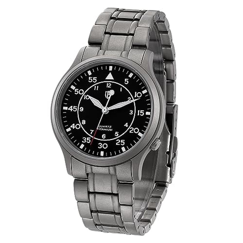 Watches Men: BERNY Titanium Japanese Sweep Second Quartz – Front View