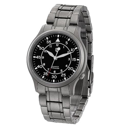 Watches Men: BERNY Titanium Japanese Sweep Second Quartz – Front View