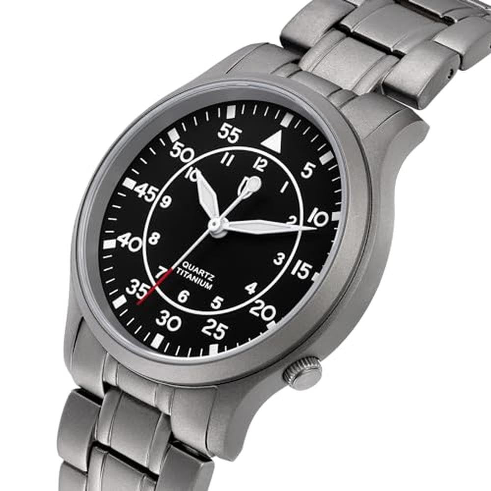 Watches Men: BERNY Titanium Japanese Sweep Second Quartz – Side View
