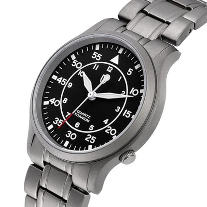 Watches Men: BERNY Titanium Japanese Sweep Second Quartz – Side View