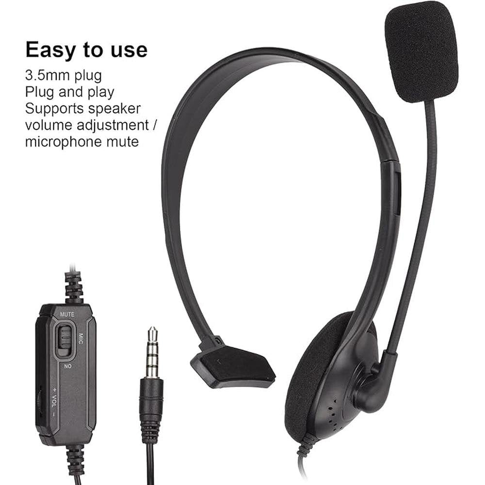 Zopsc Wired Headset: 3.5mm Plug Stereo Headphones with – Side View