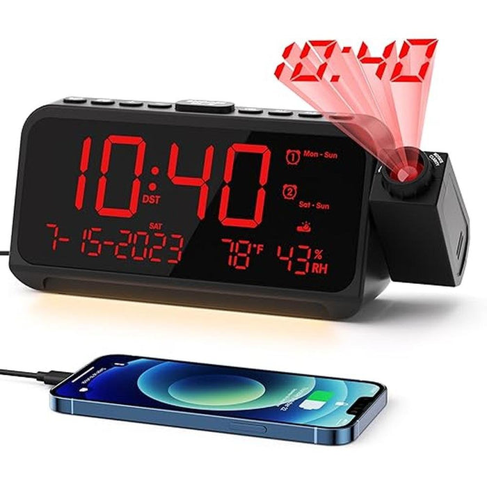 Projection Clock: ROCAM Digital Clock with 180 Projector on – Front View