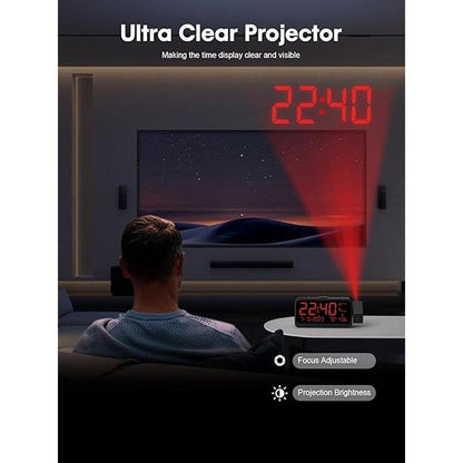 Projection Clock: ROCAM Digital Clock with 180 Projector on – Close-up Detail