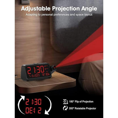 Projection Clock: ROCAM Digital Clock with 180 Projector on – In Use