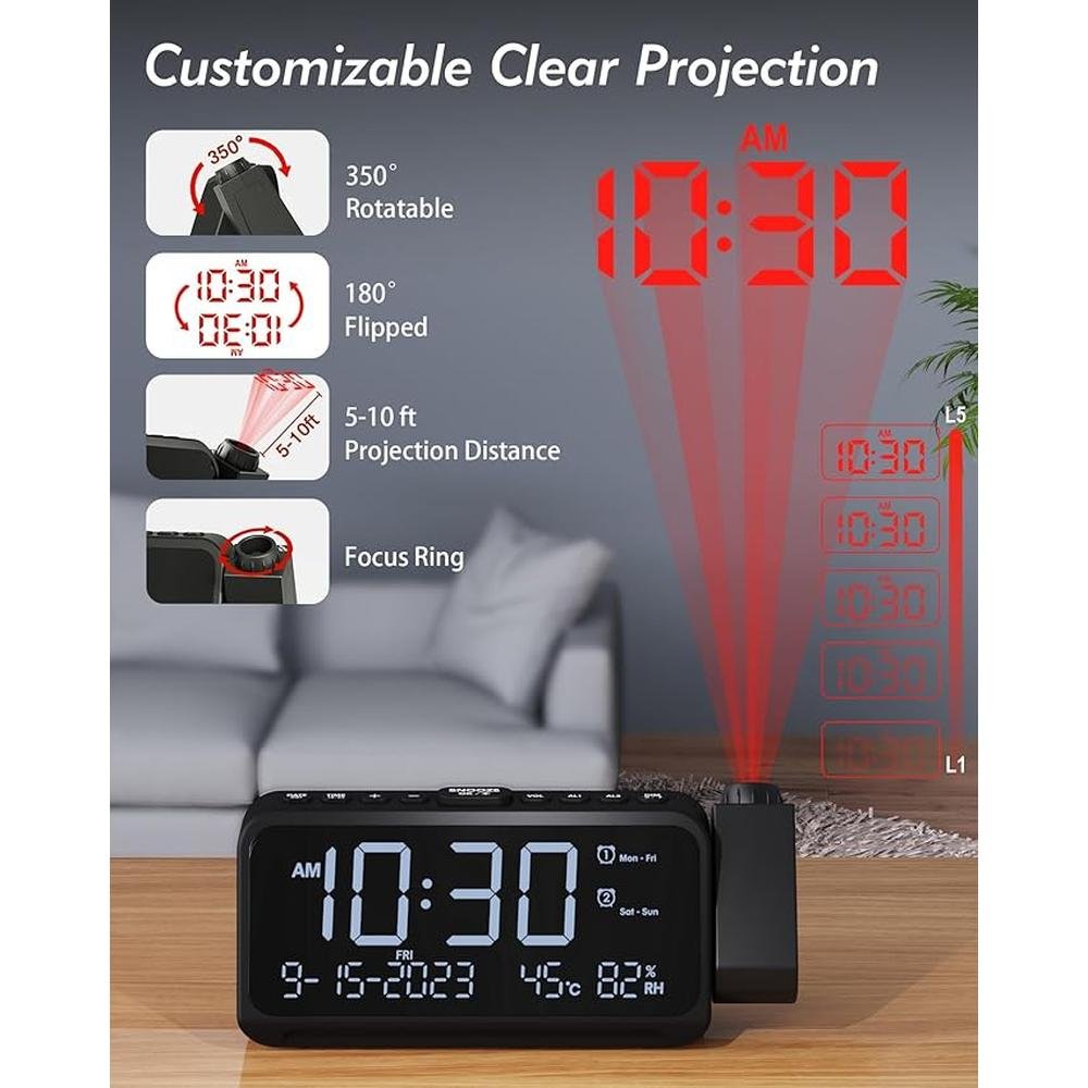 Roxicosly Projection Alarm Clock – Side View