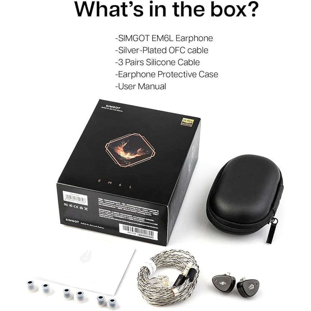 Linsoul SIMGOT EM6L 1DD + 4BA Hybrid Driver in-Ear Monitor – Packaging