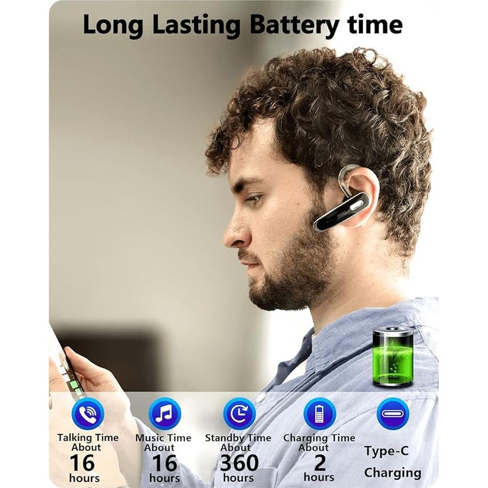 Bluetooth Headset: V5.1 Ultralight Wireless Handsfree – Close-up Detail