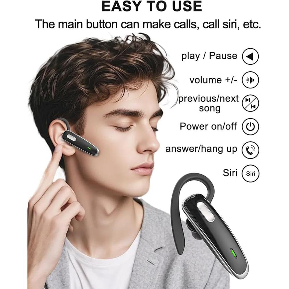 Bluetooth Headset: V5.1 Ultralight Wireless Handsfree – In Use