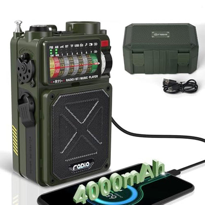 Emergency Crank Radio: Emgykit R11 4000mAh AM/FM/WB/SW NOAA – Front View