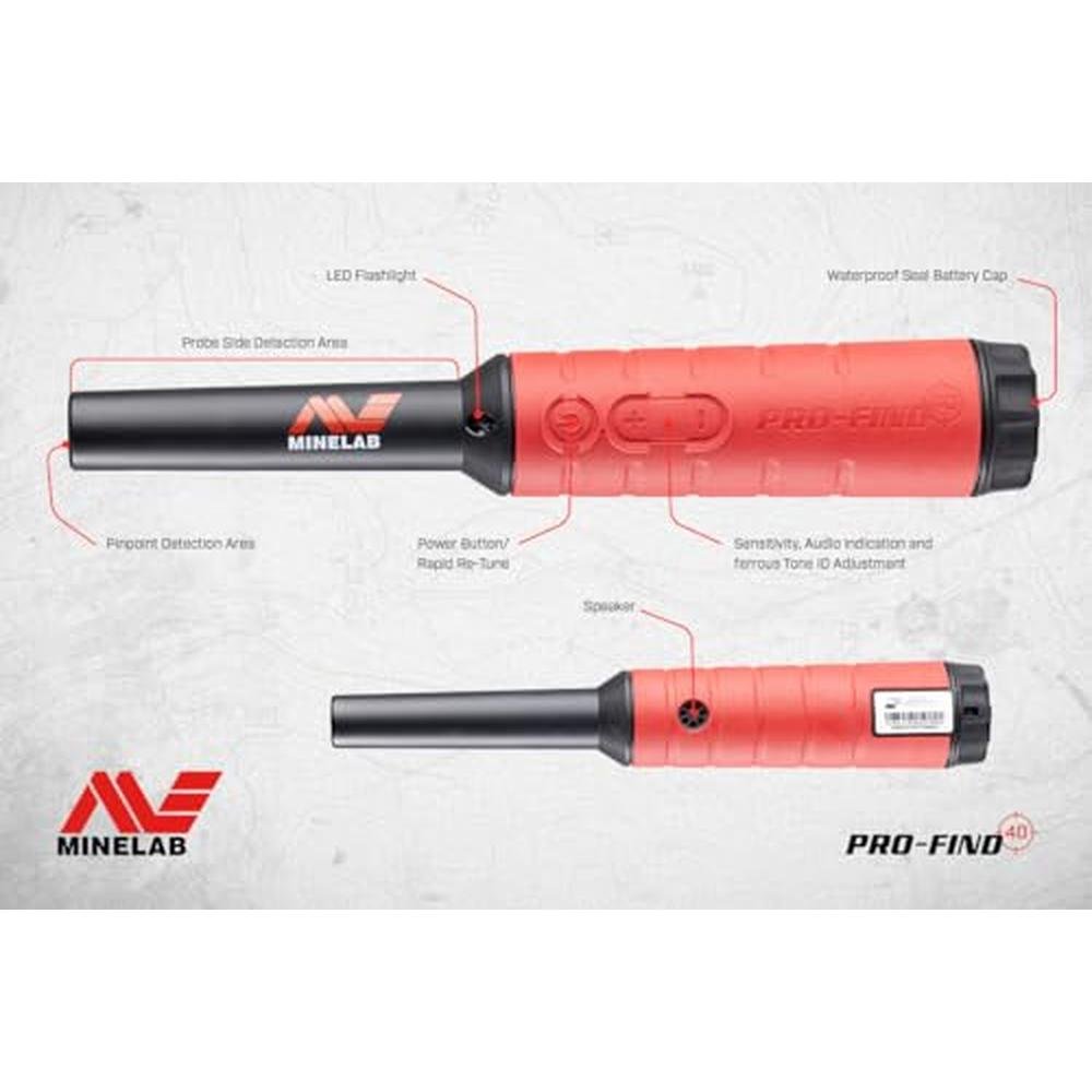 Minelab PRO-FIND 40 Waterproof Pinpointer Metal Detector – Side View