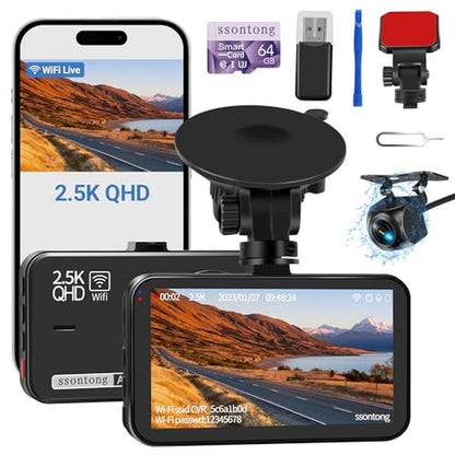 Dash Cam: Ssontong Dual Dash Cam Front and Rear WiFi APP – Front View