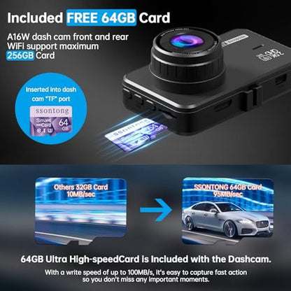 Dash Cam: Ssontong Dual Dash Cam Front and Rear WiFi APP – Packaging