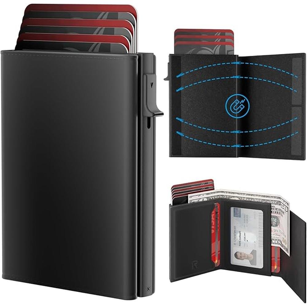 Wallet Mens: Luxury Leather Smart Wallet for Men with RFID – Front View